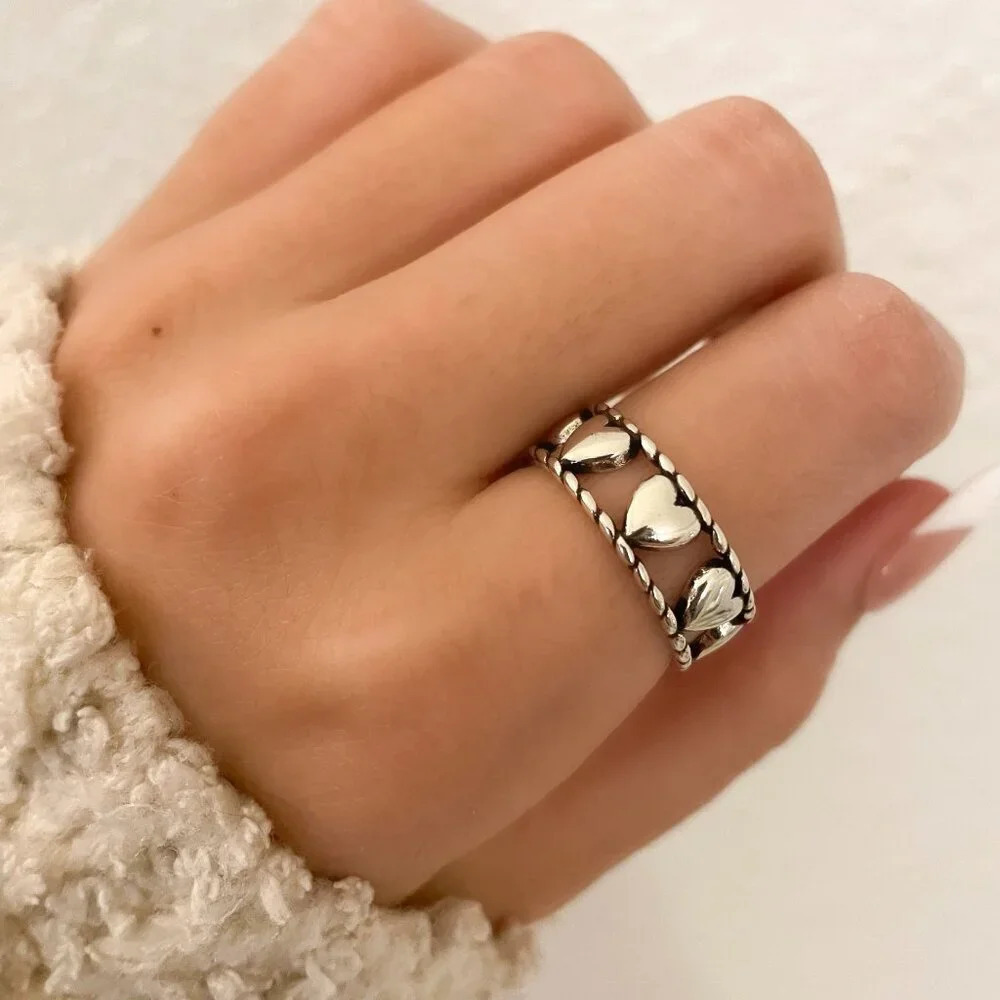 925 Sterling Silver Heart Ring Band Dainty Ring Minimalist Ring Silver Heart